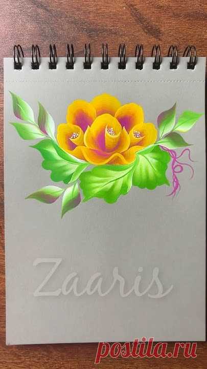 🫠💯🎨💖💛🌿WOW ! Vibrant flower painting, using acrylic paints 🎨🌿🌹💯🫶💖💛🎉🌼✨🎊 #shorts