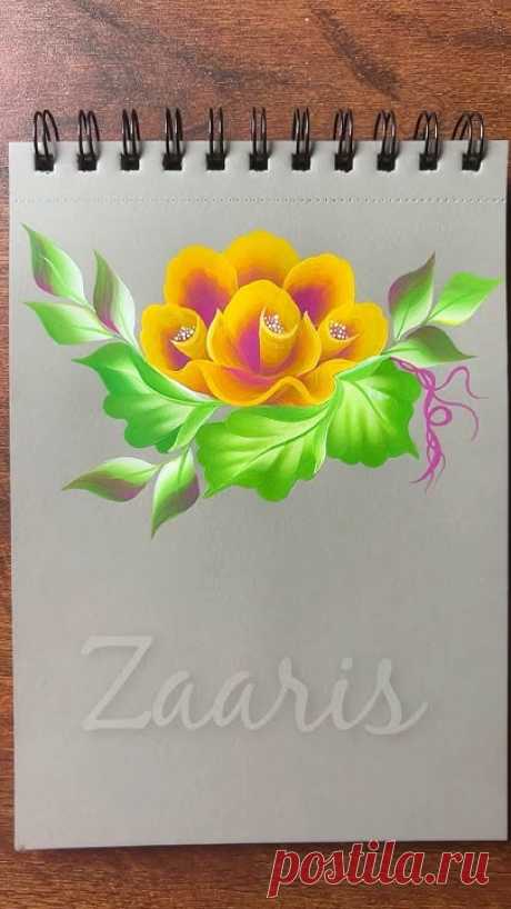 🫠💯🎨💖💛🌿WOW ! Vibrant flower painting, using acrylic paints 🎨🌿🌹💯🫶💖💛🎉🌼✨🎊 #shorts