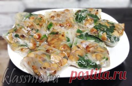 Спринг роллы из рисовой бумаги с грибами и шпинатом