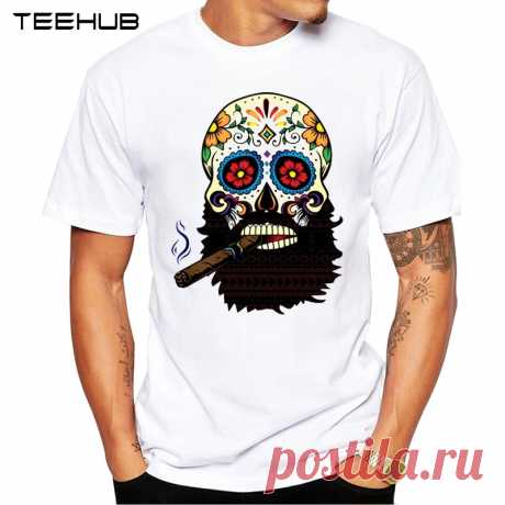Nuevas llegadas 2019 TEEHUB Cool camiseta de diseño de calavera de cigarro de moda para hombres Camisetas cuello redondo Camiseta de manga corta Hipster-in Camisetas from Ropa de hombre on AliExpress
