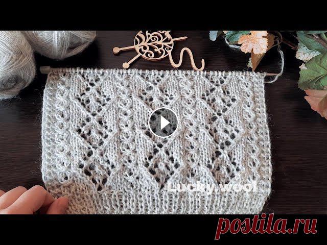 Вяжем ажурный узор с вертикальными дорожками спицами. Для пуловера, джемпера, свитера и т.д.

шапка спицами листочки