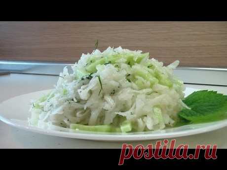Салат из редьки с огурцом. Очень вкусно!