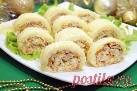 Салат-рулет «Карнавал» – Пошаговый рецепт с фото. Новогодние рецепты 2019. Вкусные рецепты с фото. Салаты на Новый год