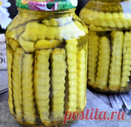 Маринованные огурцы с куркумой на зиму Автор: Елена Калинина
Маринад получается очень вкусным, пряным, ароматным, благодаря куркуме огурчики окрашиваются в красивый лимонный цвет. Хранятся такие маринованные огурчики при комнатной температуре. Для данного рецепта выход - 2 банки ёмкостью 1,5 литра.
Для приготовления на зиму огурцов, маринованных с куркумой, понадобится:
огурцы свежие (среднего размера) - 2100 г; чеснок - 4-6 зубчика; укроп свежий - 4 веточки;
перец острый ...