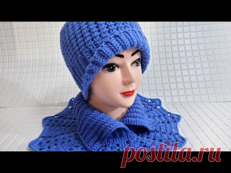 Шапка женская крючком. Мастер класс.