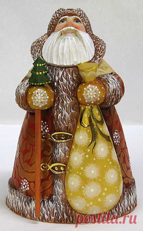 Grandfather Frost-Golden, Russian santa, grandfather frost, carved santa, handmade santa, wooden santa, collectible santa, rare santa, russian christmas