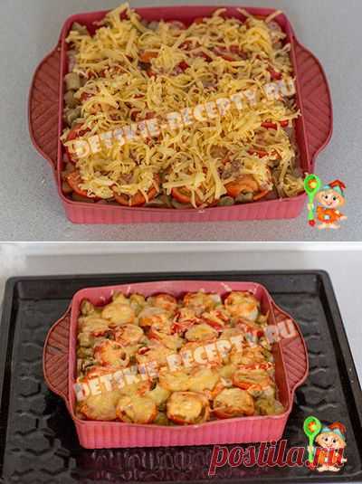 Картошка с грибами, сыром и помидорами запеченная в духовке - рецепт с фото | ДЕТСКИЕ РЕЦЕПТЫ, БЛЮДА