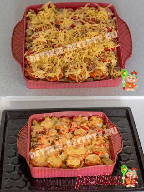 Картошка с грибами, сыром и помидорами запеченная в духовке - рецепт с фото | ДЕТСКИЕ РЕЦЕПТЫ, БЛЮДА