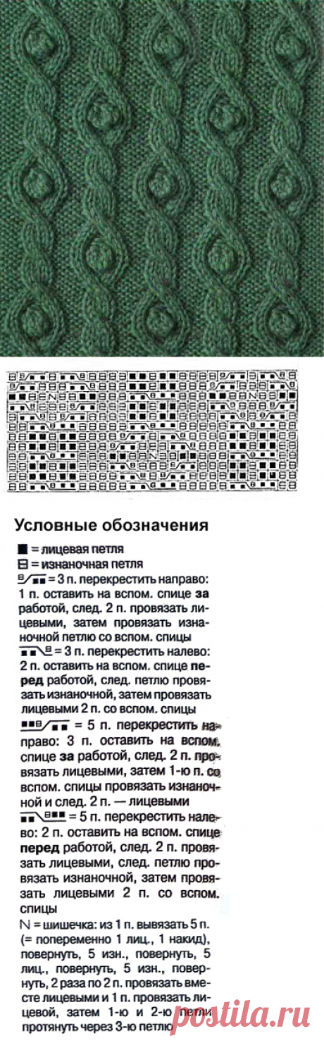 www.SHPULYA.com - Узор косы и шишечки спицами 30