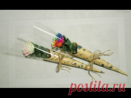 How To Make Flower Bouquet With Single Rose #2