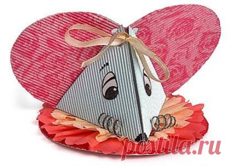 Мышка-коробочка картон, коробочка, мышка, поделки