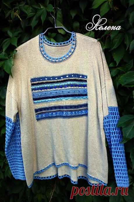 "В центре внимания-квадрат"-пуловер,моя работа...