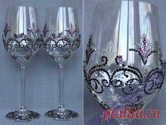 Подарок на свадьбу - бокалы для вина SWAROVSKI 