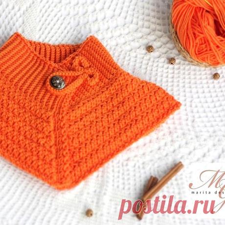 Манишка крючком "Апельсиновая зима". Описание и мастер-класс