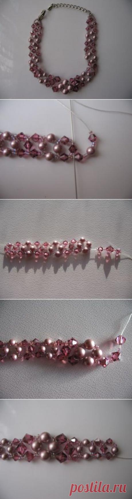 Как сплести ожерелье из бусин и биконусов | Плетение бисером