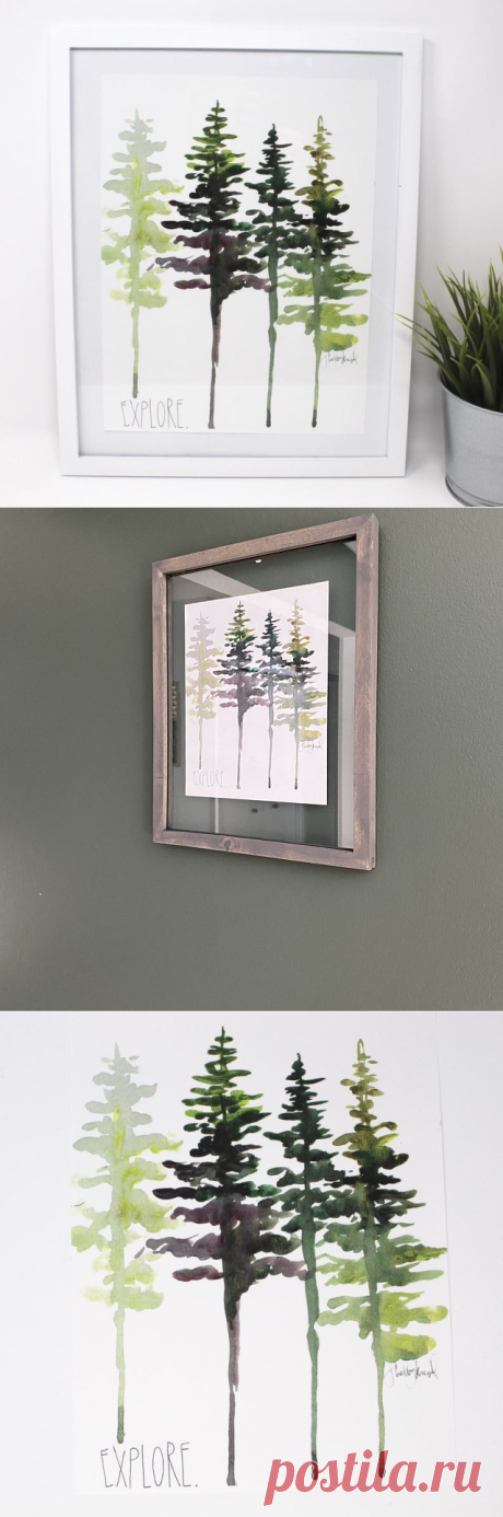 Watercolor Pine Tree Art Print Wall Decor Trees Wall Art | Etsy