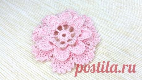 Мастер-класс по вязанию крючком трехъярусного цветка. | Повязули. Вязание крючком и вязание С2С. | Яндекс Дзен