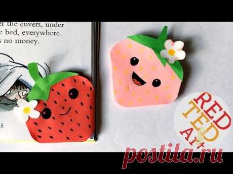 Kawaii Strawberry Bookmark Corner - Easy Paper Crafts - Shopkins inspired