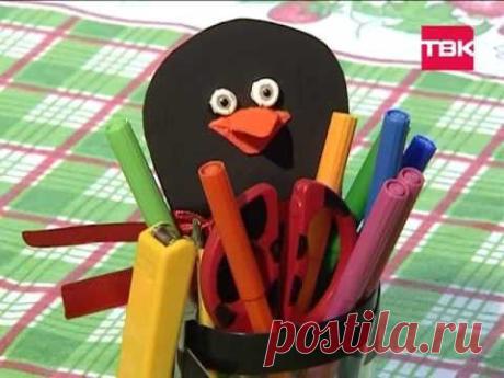 HAND MADE Пенал из бутылки "Пингвин"