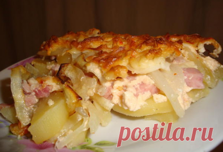 Картофельная запеканка с ветчиной
