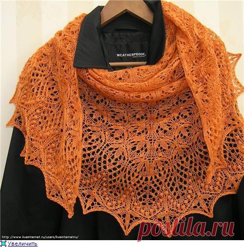 ШАЛЬ "ЦВЕТОЧНОЕ ЭХО"(спицы)
