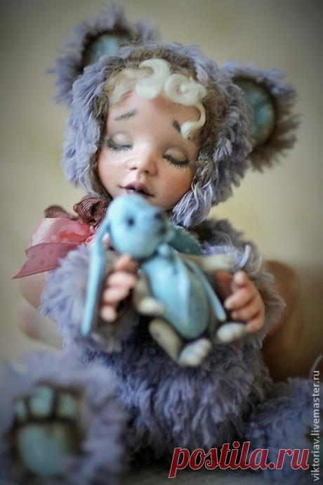 Купить Степашка - серый, фарфор, фарфоровая игрушка, тедди-долл, вискоза, подарок, Праздник