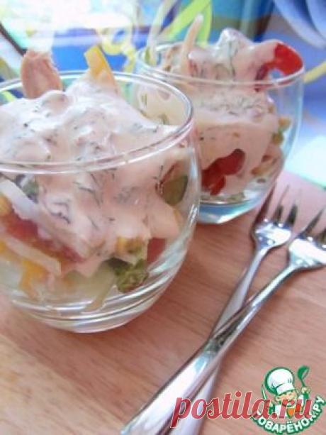 Летний салат с тунцом + заправка-соус с нотками базилика - кулинарный рецепт