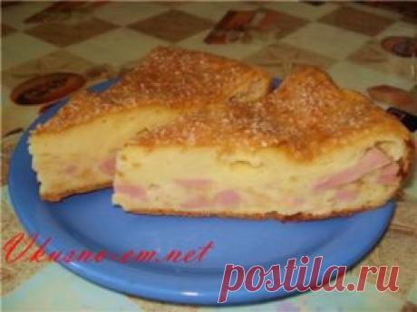 Заливной пирог с ветчиной и сыром