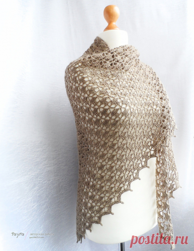 Шаль серо-коричневая / KNITLY.com - блог о рукоделии