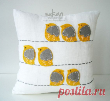Sukan / Birds Pillow Cover - 14x14 inch