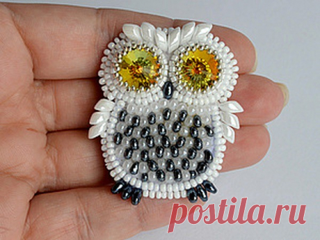 ​Вышиваем полярную сову в виде броши: часть 1