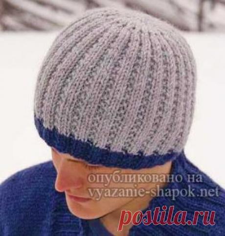 Мужская зимняя шапка спицами — классика и стиль от Дропс | Вязание Шапок Спицами и Крючком