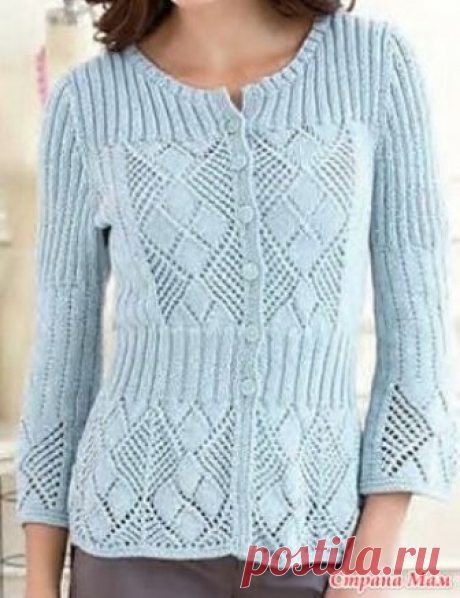 . Ажурный жакет спицами "Peplum" Здравствуйте! На сайте vjazhi.ru появилась бесплатная модель симпатичного жакета. На каждый день - вполне достойно.  И описание к нему.