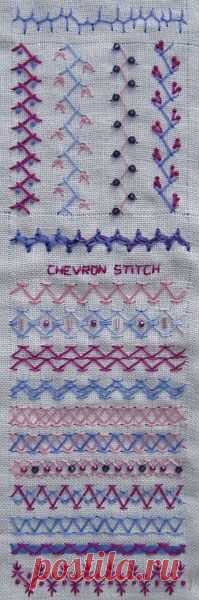 Chevron stitch combinations and variations - embroidery.