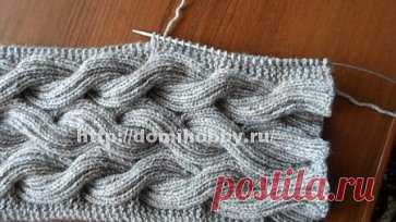 Шапка с поперечными косами.  
Основная часть шапки вяжется широкой полосой с переплетениями, где ширина – это высота тульи шапки (15-17 см), а длина полосы – обхват головы (50-56 см).
Для вязания потребуется 100 гр полушерстяной пряжи (300м/100гр); на примере использована пряжа YarnArt Legend (25% шерсть, 65 % акрил, 10% вискоза); круговые спицы №4,5; 1 дополнительная короткая спица №4,5, штопальная игла.
Описание вязания шапки спицами:
Полосу с переплетениями вяжите как шарф. Наберите на спиц