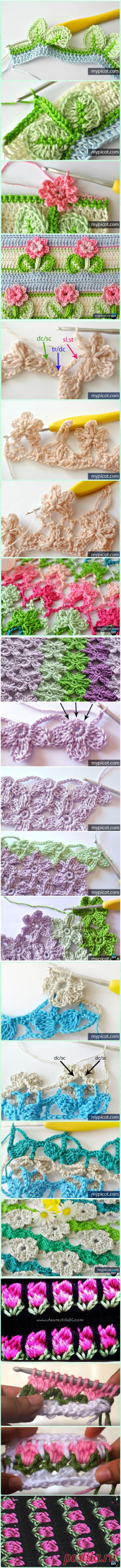 Inline Crochet Flower Stitch Free Patterns