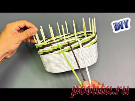 НЕТ ОТБОЯ ОТ ЗАКАЗОВ🔊ПЕРЕДЕЛКА ИЗ КОНТЕЙНЕРА💥ПЛЕТЕНАЯ КОРЗИНА СВОИМИ РУКАМИ.DIY Creative ideas
