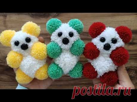 Ponpondan Ayı Nasıl Yapılır 🧸 / Easy Pompon Bear Making