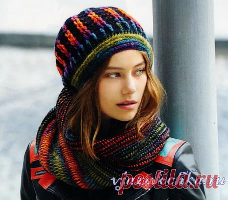 Шапка и шарф – коул крючком