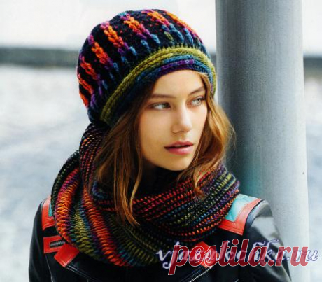 Шапка и шарф – коул крючком
