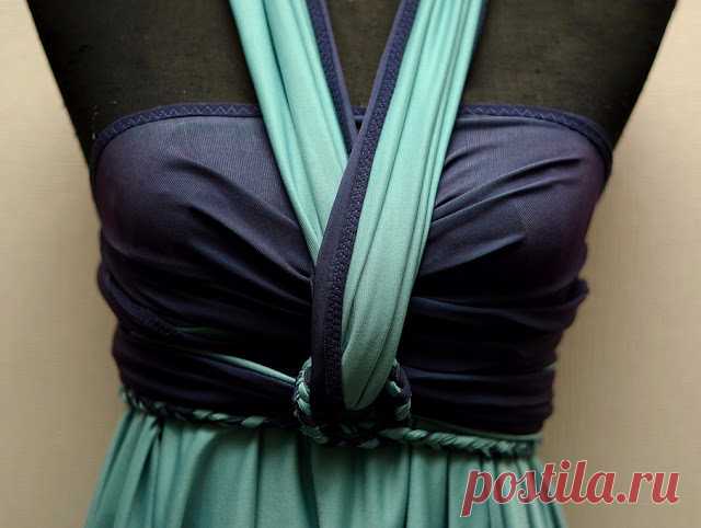 Шьем двухстороннее платье одно, а вариантов как носить - много!