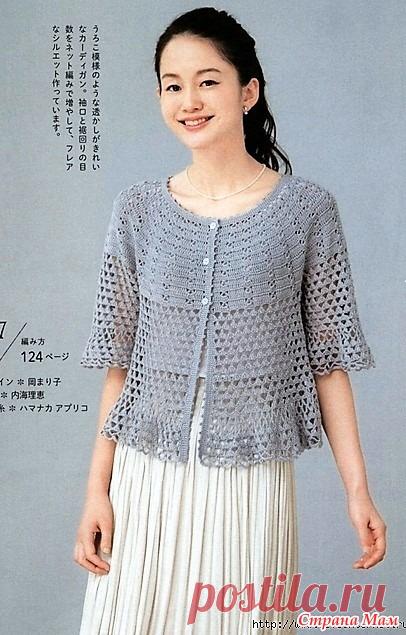 Летний ажурный жакет крючком. https://www.liveinternet.ru/