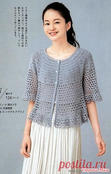 Летний ажурный жакет крючком. https://www.liveinternet.ru/