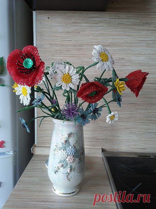 Букет полевых цветов из бисера. | СДЕЛАЙ САМ!