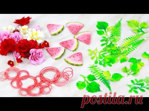 КАК Я ДЕЛАЮ ДЕКОР ДЛЯ ОТКРЫТКИ с арбузом (цветы из фома, бумажная вырубка)/Скрапбукинг/ЗАКУЛИСЬЕ_35