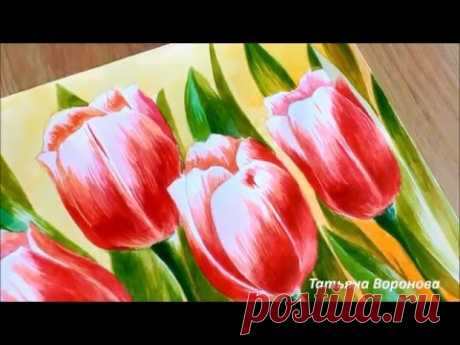 Тюльпаны акварелью (процесс рисования)/watercolor tulips( drawing process)