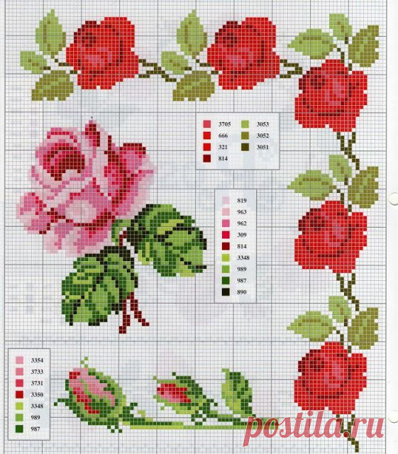 Izšūšana Soli pa solim: Cross stitch - Ziedi