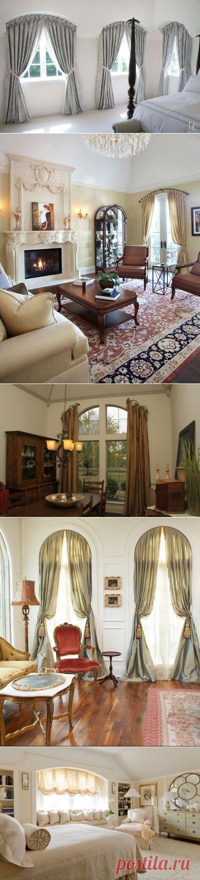 Шторы на арочные окна: как выбрать карнизы