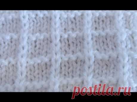 Простой вафельный узор  спицами. Simple knitting pattern.