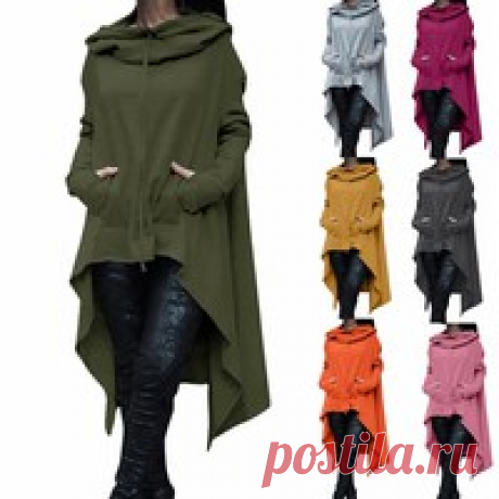 Women's Fashion Solid Color Draw Cord Coat Long Sleeve Loose Casual Poncho Coat Hooded Pullover Long Hoodies Sweatshirts  Size:s,m,l,xl,2xl,3xl,4xl
Main material:cotton	
Color:red,purple,grey,black,blue,yellow,army green,